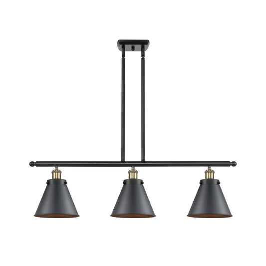 Innovations Appalachian 36in 3-Light Island Light | Industrial Black Antique Brass and Matte Black Metal | Kitchen Island & | Model 916-3I-BAB-M13-BK-LED