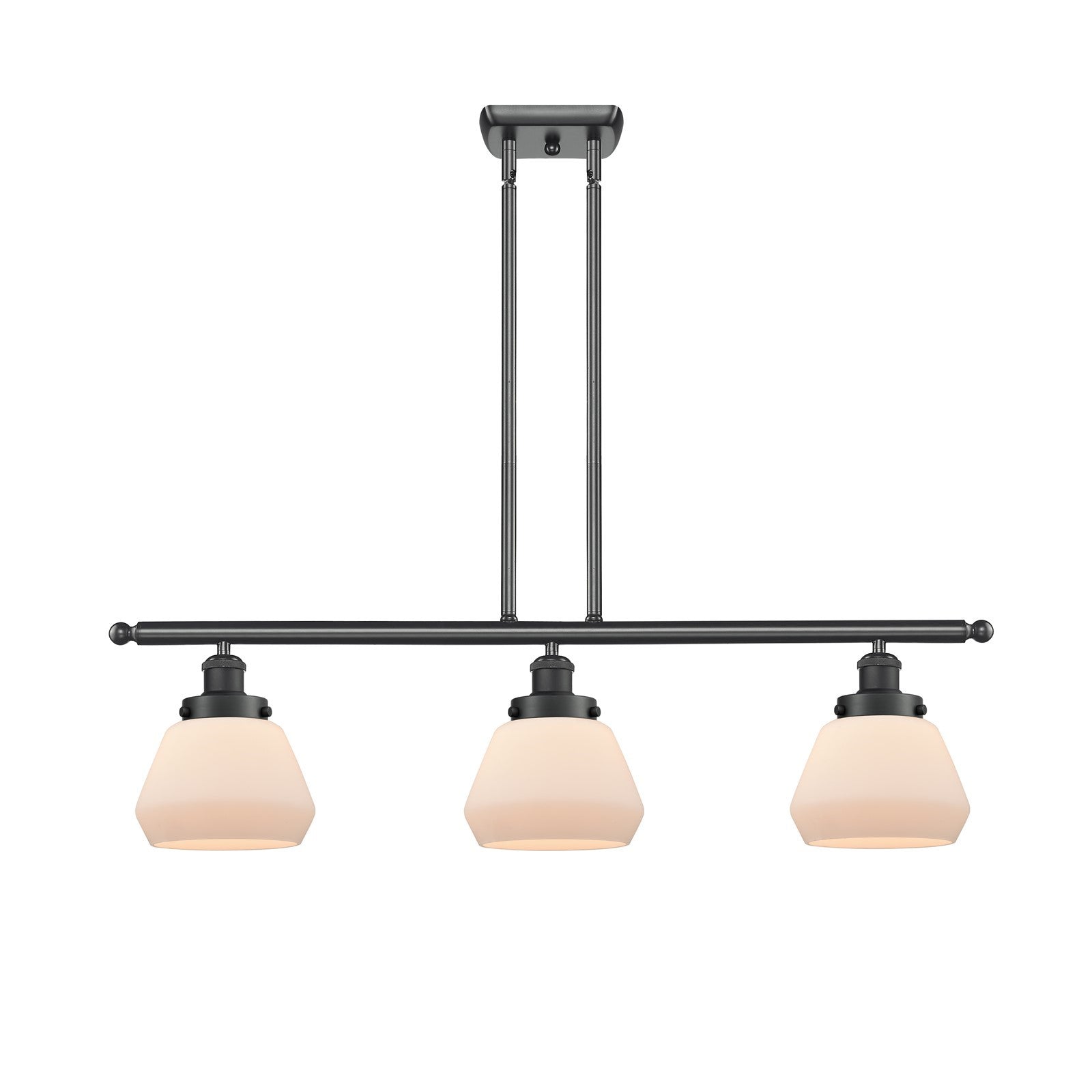 Innovations Fulton 36in 3-Light Island Light | Modern Transitional Matte Black Steel and Matte White Frosted Glass | Kitchen Island | Model 916-3I-BK-G171