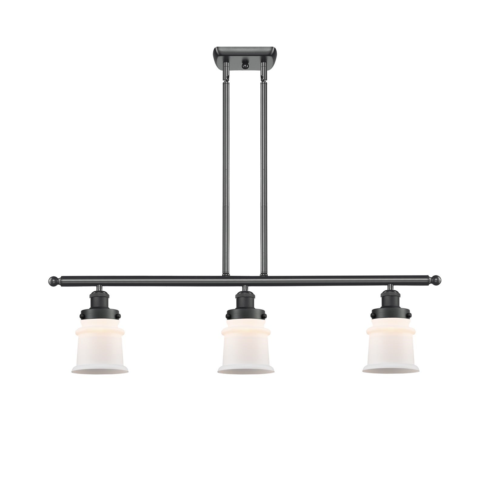 Innovations Canton 36in 3-Light Island Light | Modern Contemporary Matte Black Steel and Matte White Frosted Glass | Kitchen | Model 916-3I-BK-G181S