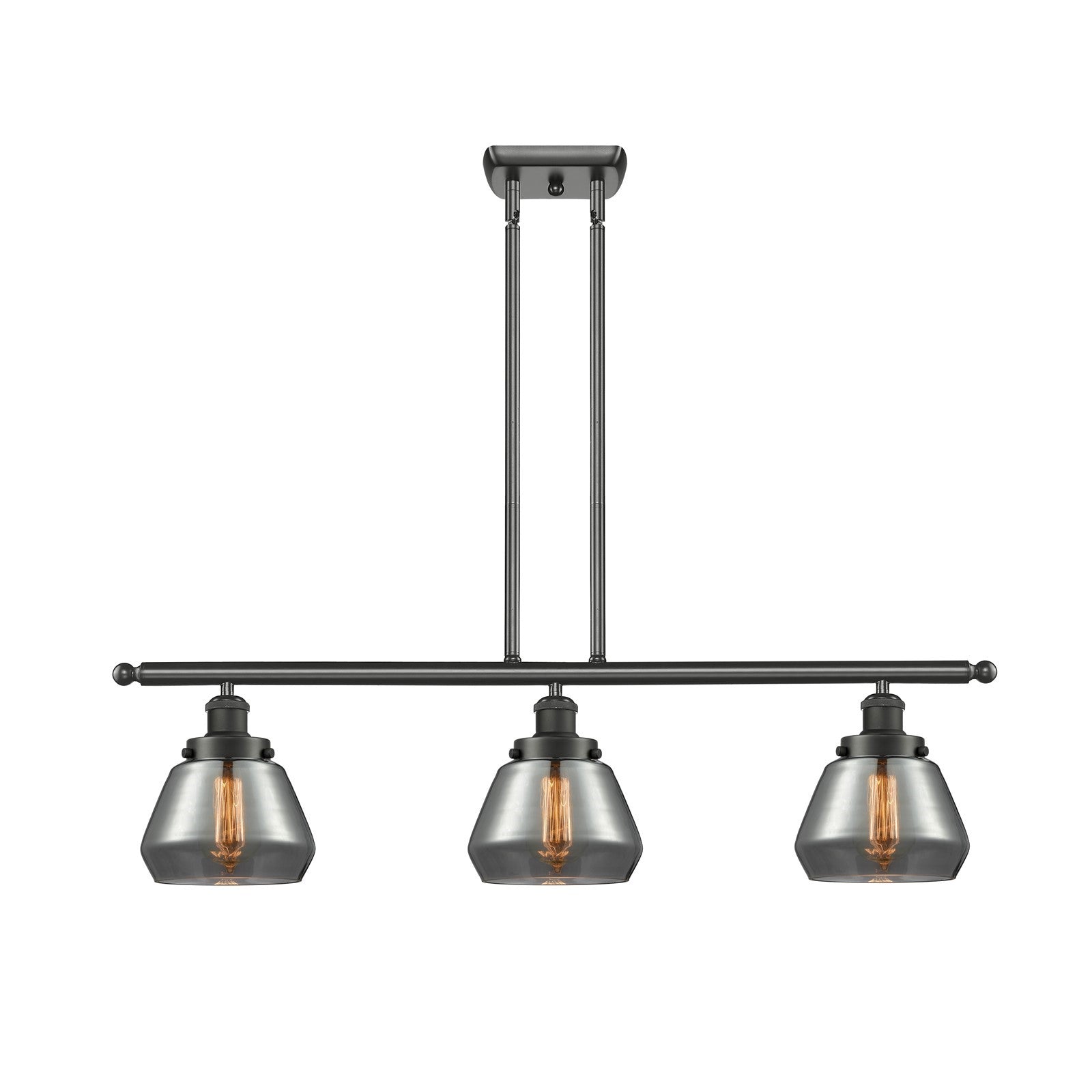 Innovations Fulton 36in 3-Light Island Light | Oil Rubbed Bronze Steel and Light Smoke Glass | Kitchen Island & Dining Room | Model 916-3I-OB-G173