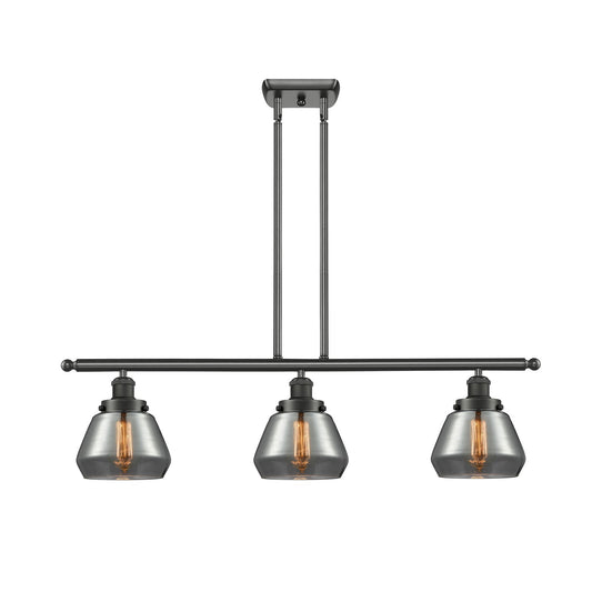Innovations Fulton 36in 3-Light Island Light | Oil Rubbed Bronze Steel and Light Smoke Glass | Kitchen Island & Dining Room | Model 916-3I-OB-G173