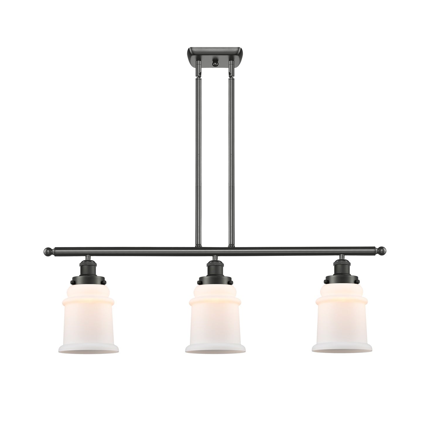 Innovations Canton 36in 3-Light Island Light | Modern Contempo Oil Rubbed Bronze Steel and Matte White Frosted Glass | Kitchen | Model 916-3I-OB-G181