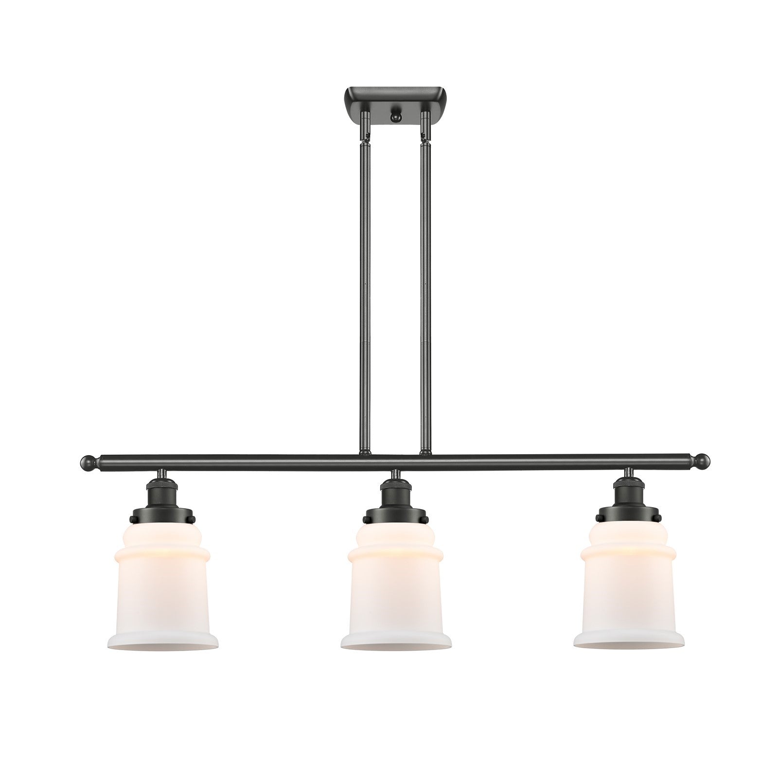 Innovations Canton 36in 3-Light Island Light | Modern Contempo Oil Rubbed Bronze Steel and Matte White Frosted Glass | Kitchen | Model 916-3I-OB-G181