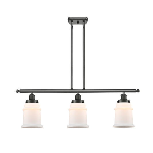 Innovations Canton 36in 3-Light Island Light | Modern Contempo Oil Rubbed Bronze Steel and Matte White Frosted Glass | Kitchen | Model 916-3I-OB-G181
