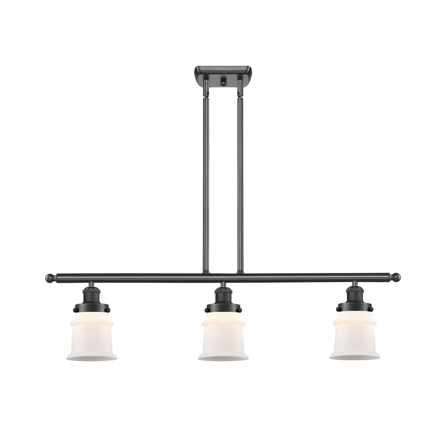 Innovations Canton 36in 3-Light Island Light | Modern Contempo Oil Rubbed Bronze Steel and Matte White Small Frosted Glass | Model 916-3I-OB-G181S