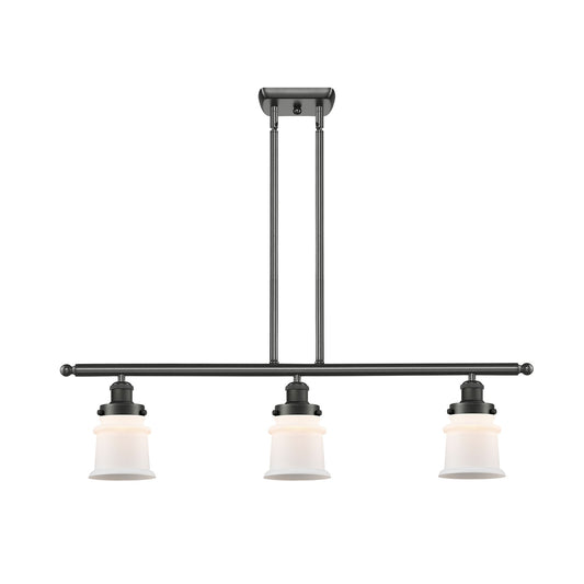 Innovations Canton 36in 3-Light Island Light | Modern Contempo Oil Rubbed Bronze Steel and Matte White Small Frosted Glass | Model 916-3I-OB-G181S