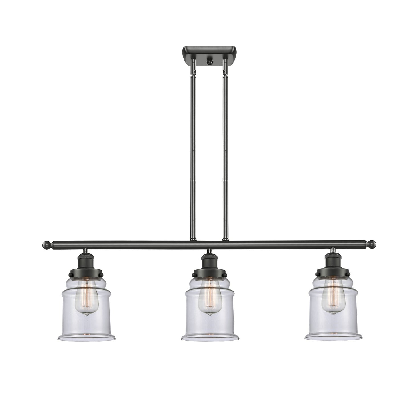 Innovations Canton 36in 3-Light Island Light | Modern Contempo Oil Rubbed Bronze Steel and Clear Glass | Kitchen Island & Dining | Model 916-3I-OB-G182