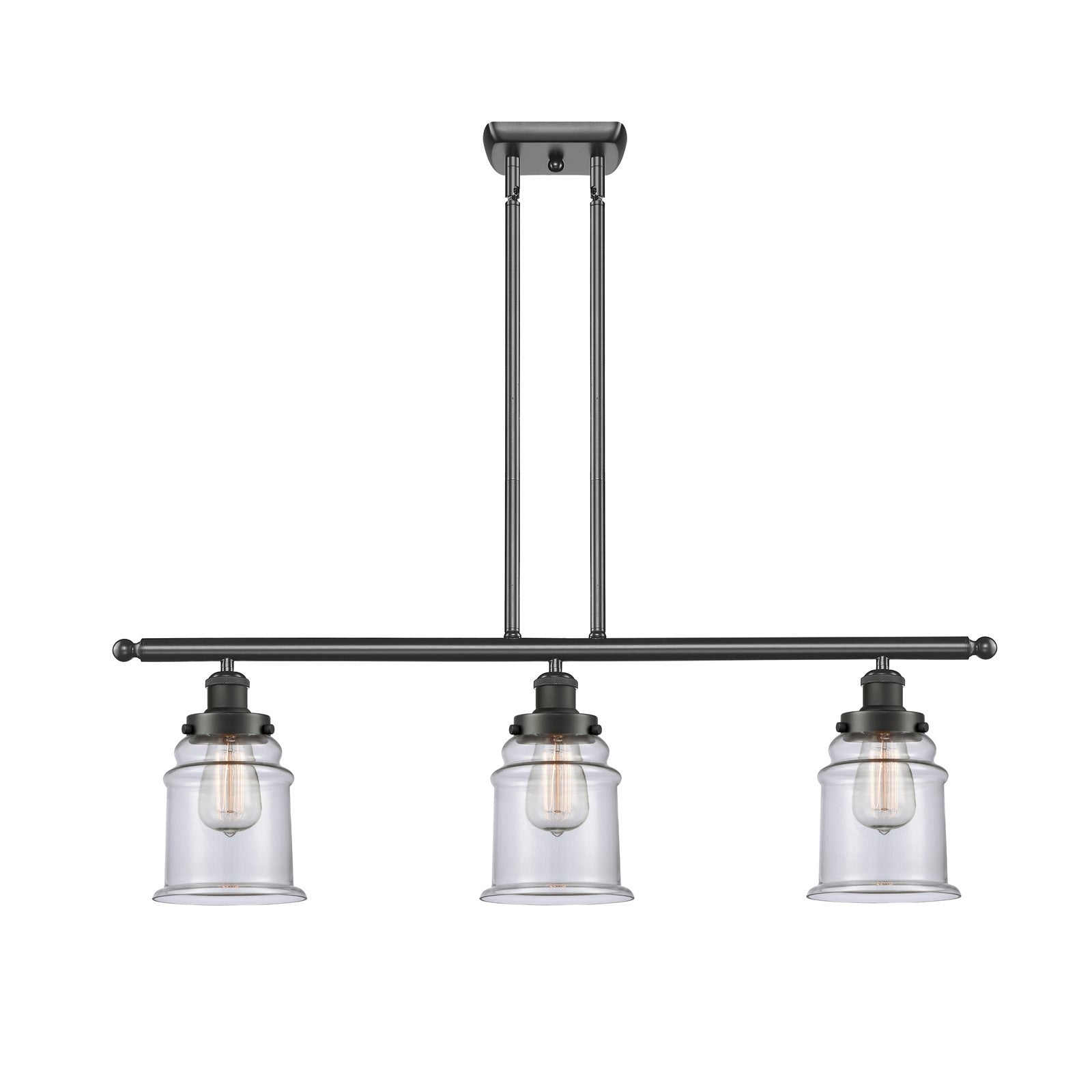 Innovations Canton 36in 3-Light Island Light | Modern Contempo Oil Rubbed Bronze Steel and Clear Glass | Kitchen Island & Dining | Model 916-3I-OB-G182