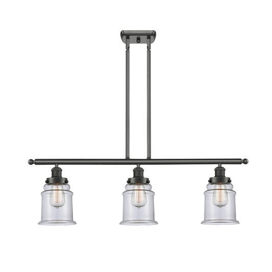 Innovations Canton 36in 3-Light Island Light | Modern Contempo Oil Rubbed Bronze Steel and Clear Glass | Kitchen Island & Dining | Model 916-3I-OB-G182