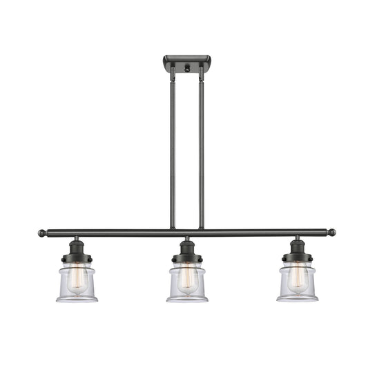 Innovations Canton 36in 3-Light Island Light | Modern Contempo Oil Rubbed Bronze Steel and Clear Small Glass | Kitchen Island & | Model 916-3I-OB-G182S