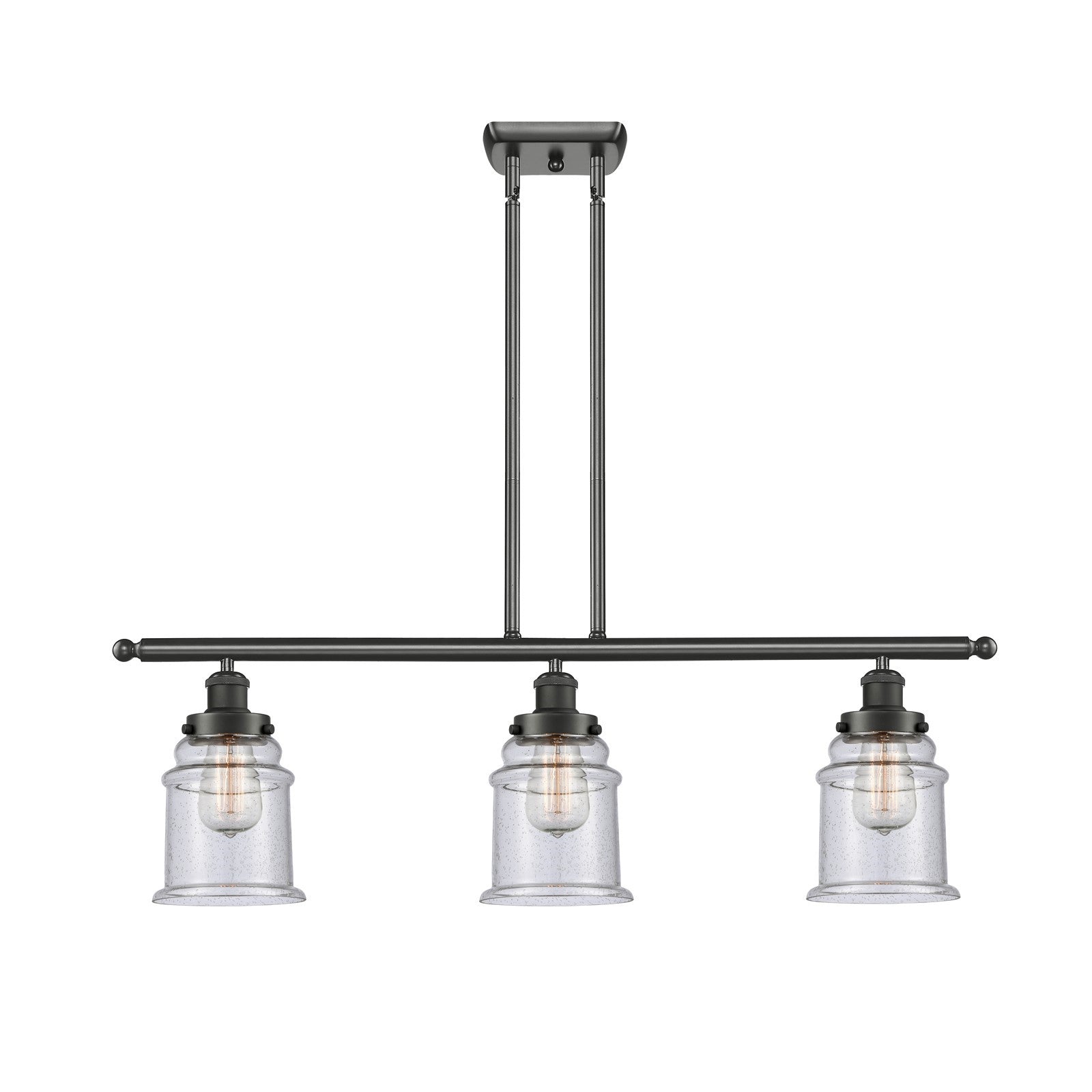 Innovations Canton 36in 3-Light Island Light | Modern Transitional Oil Rubbed Bronze Steel and Seedy Glass | Kitchen Island & | Model 916-3I-OB-G184