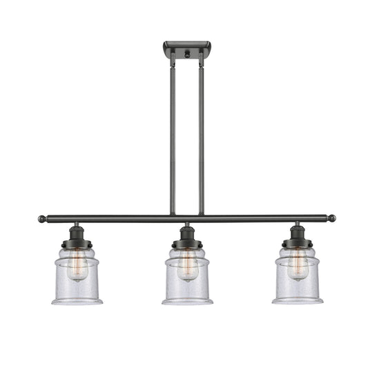 Innovations Canton 36in 3-Light Island Light | Modern Transitional Oil Rubbed Bronze Steel and Seedy Glass | Kitchen Island & | Model 916-3I-OB-G184