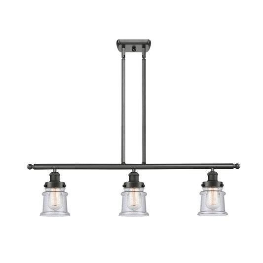 Innovations Canton 36in 3-Light Island Light | Modern Transitional Oil Rubbed Bronze Steel and Seedy Glass | Kitchen Island & | Model 916-3I-OB-G184S