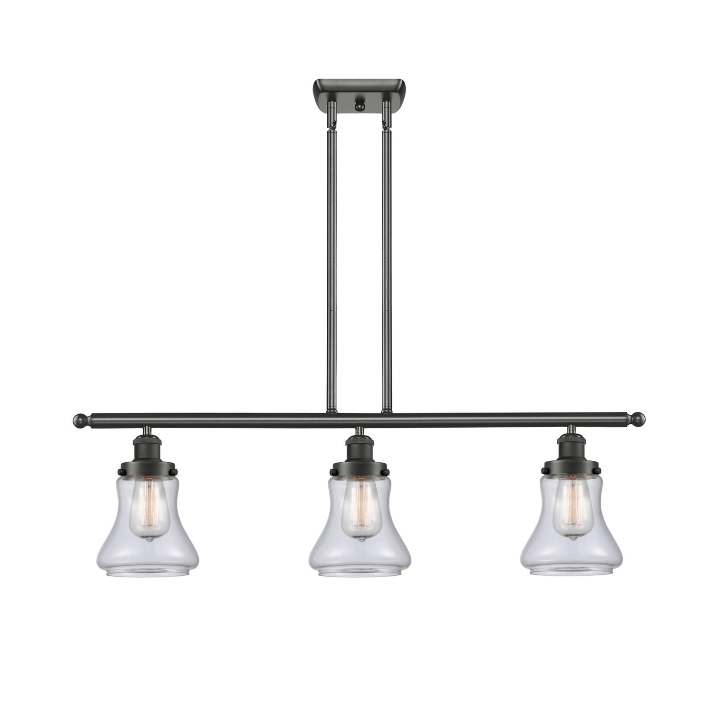 Innovations Bellmont 36in 3-Light Island Light | Modern Transitional Oil Rubbed Bronze Steel and Clear Glass | Kitchen Island & | Model 916-3I-OB-G192