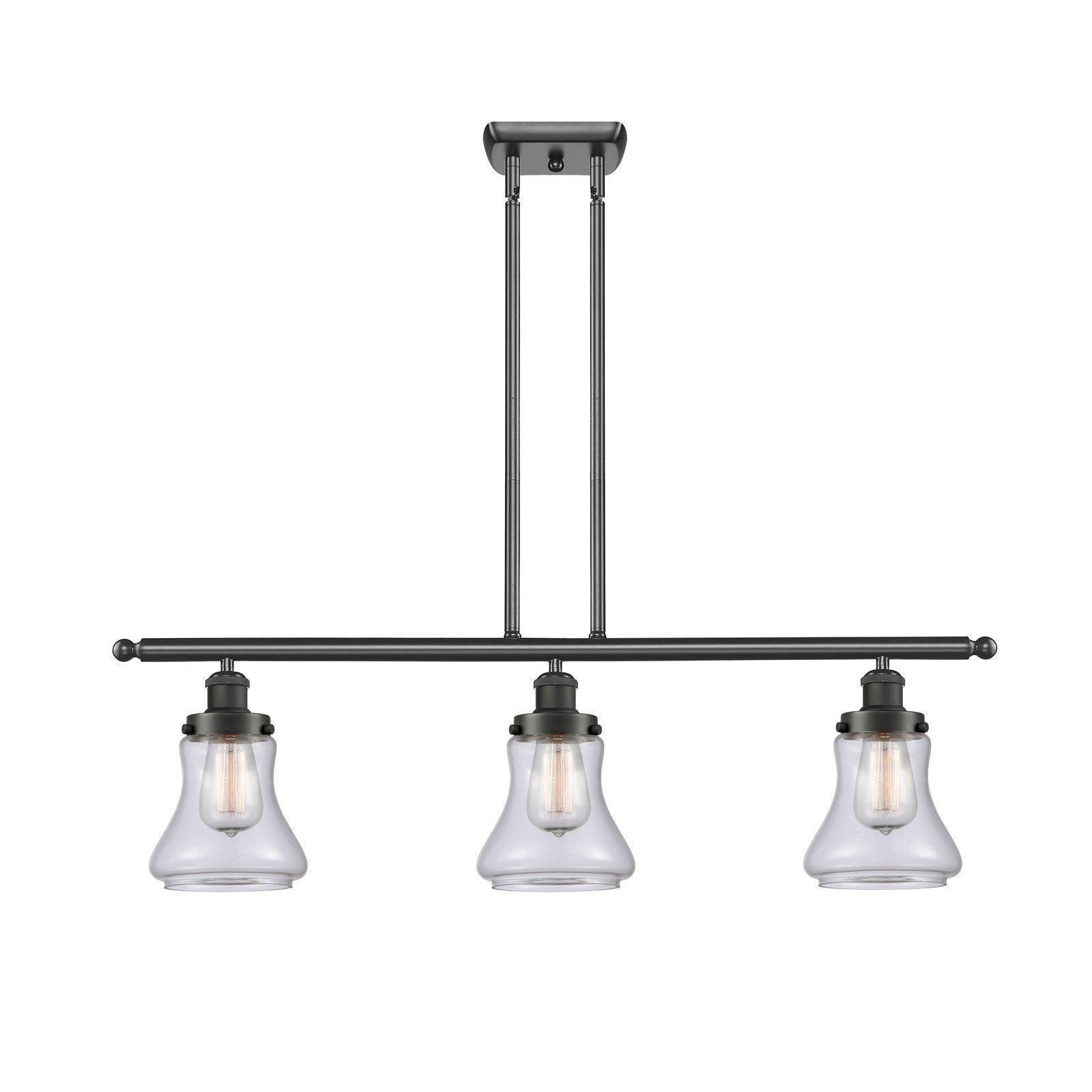 Innovations Bellmont 36in 3-Light Island Light | Modern Transitional Oil Rubbed Bronze Steel and Clear Glass | Kitchen Island & | Model 916-3I-OB-G192
