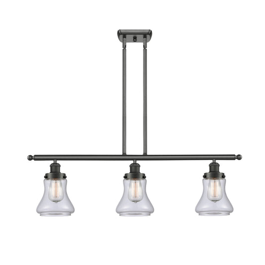 Innovations Bellmont 36in 3-Light Island Light | Modern Transitional Oil Rubbed Bronze Steel and Clear Glass | Kitchen Island & | Model 916-3I-OB-G192