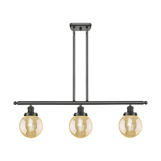 Innovations Beacon 36in 3-Light Island Light | Modern Transitional Oil Rubbed Bronze Steel and Mercury Glass | Kitchen Island & | Model 916-3I-OB-G208-6