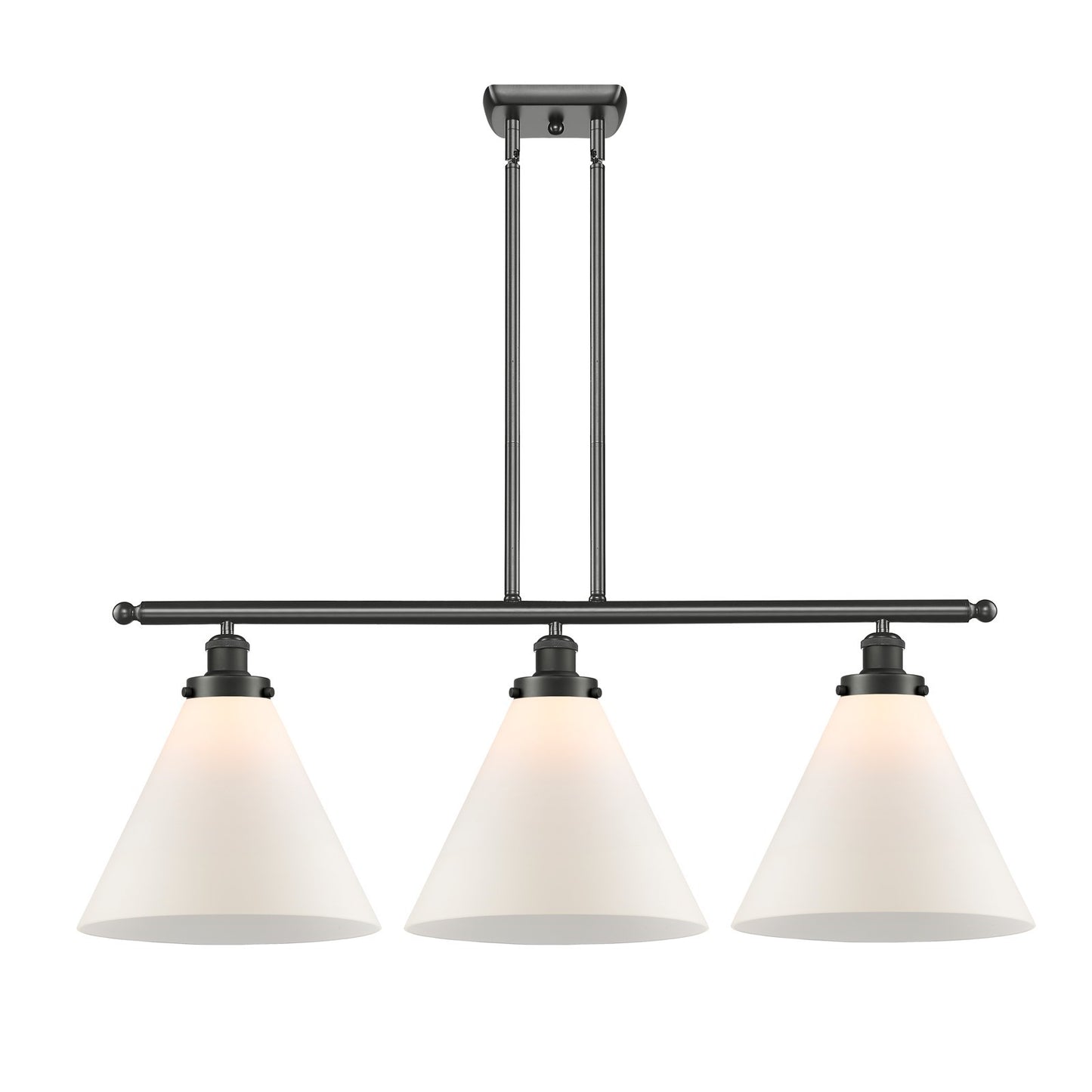 Innovations Cone 36in 3-Light Island Light with LED | Industrial Oil Rubbed Bronze Steel and Matte White Frosted Glass | Model 916-3I-OB-G41-L-LED