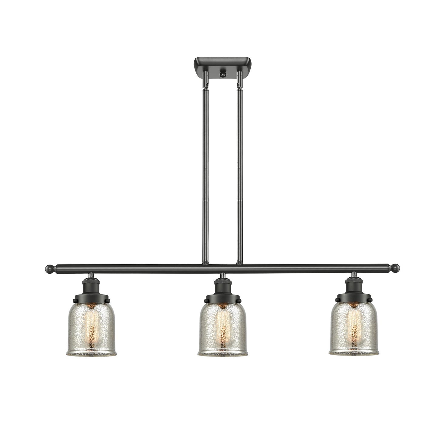 Innovations Bell 36in 3-Light Island Light | Industrial Oil Rubbed Bronze Steel and Silver Plated Mercury Glass | Kitchen Island & | Model 916-3I-OB-G58