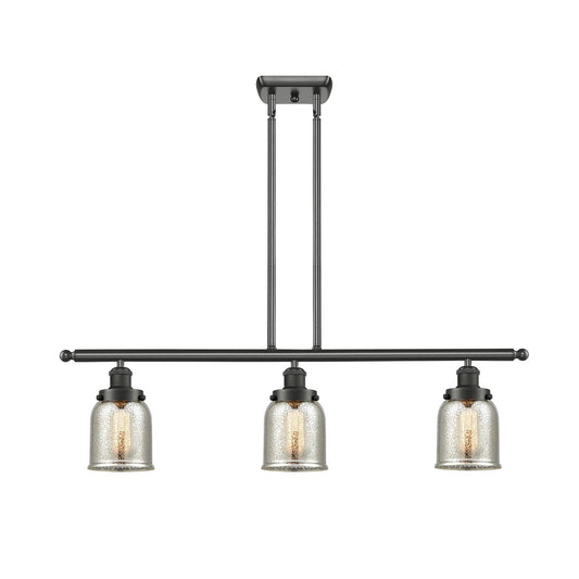 Innovations Bell 36in 3-Light Island Light | Industrial Oil Rubbed Bronze Steel and Silver Plated Mercury Glass | Kitchen Island & | Model 916-3I-OB-G58