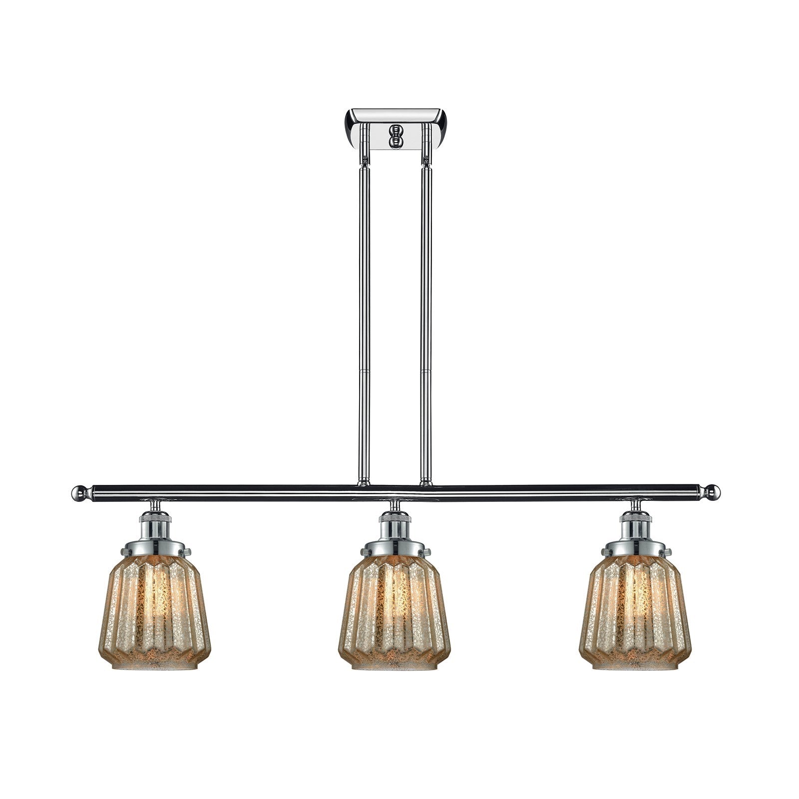 Innovations Chatham 36in 3-Light Island Light | Polished Chrome Steel and Mercury Ribbed Glass | Kitchen Island & Dining Room | Model 916-3I-PC-G146