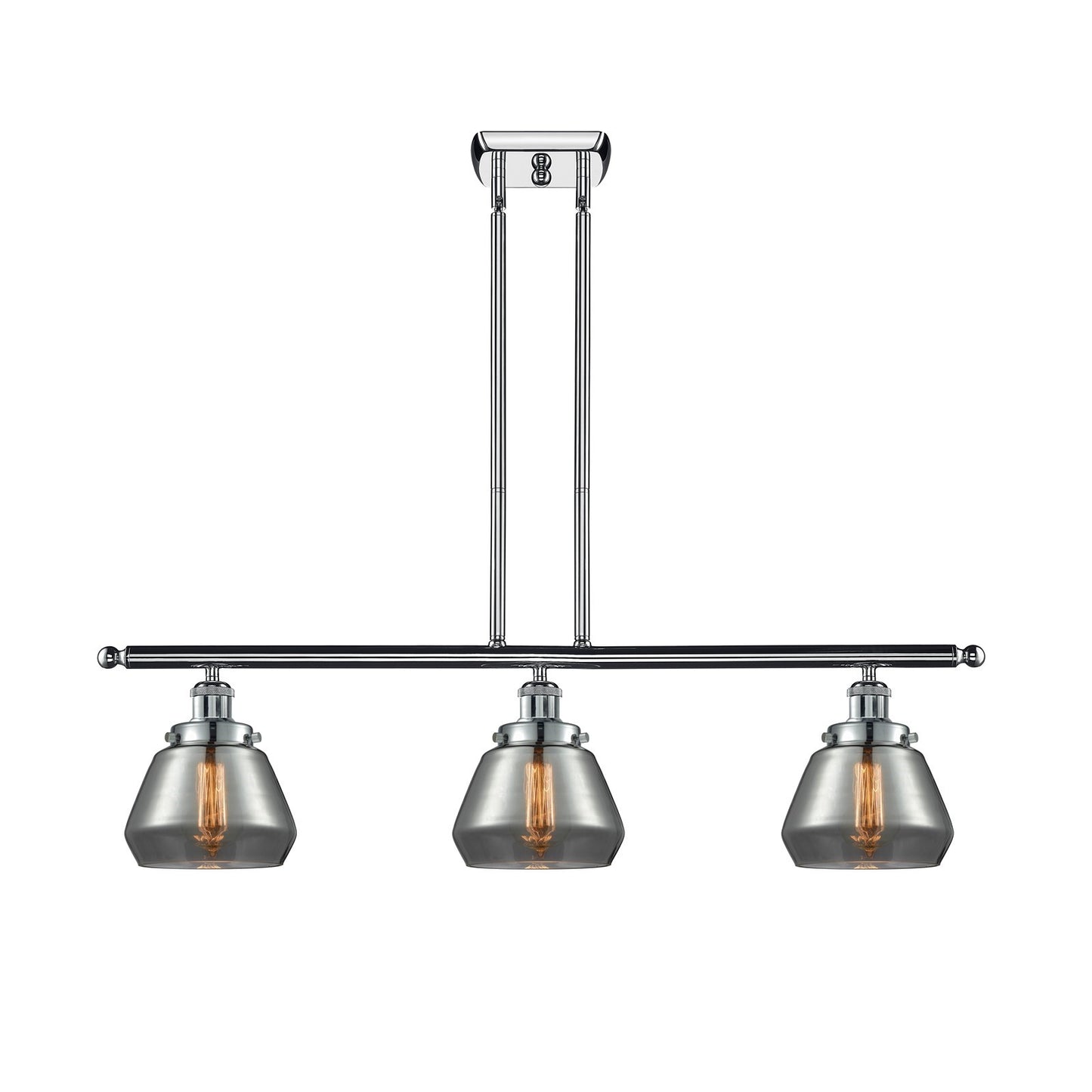 Innovations Fulton 36in 3-Light Island Light | Modern Contempo Polished Chrome and Light Smoke Glass | Kitchen Island & Dining Room | Model 916-3I-PC-G173