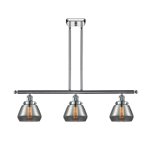 Innovations Fulton 36in 3-Light Island Light | Modern Contempo Polished Chrome and Light Smoke Glass | Kitchen Island & Dining Room | Model 916-3I-PC-G173