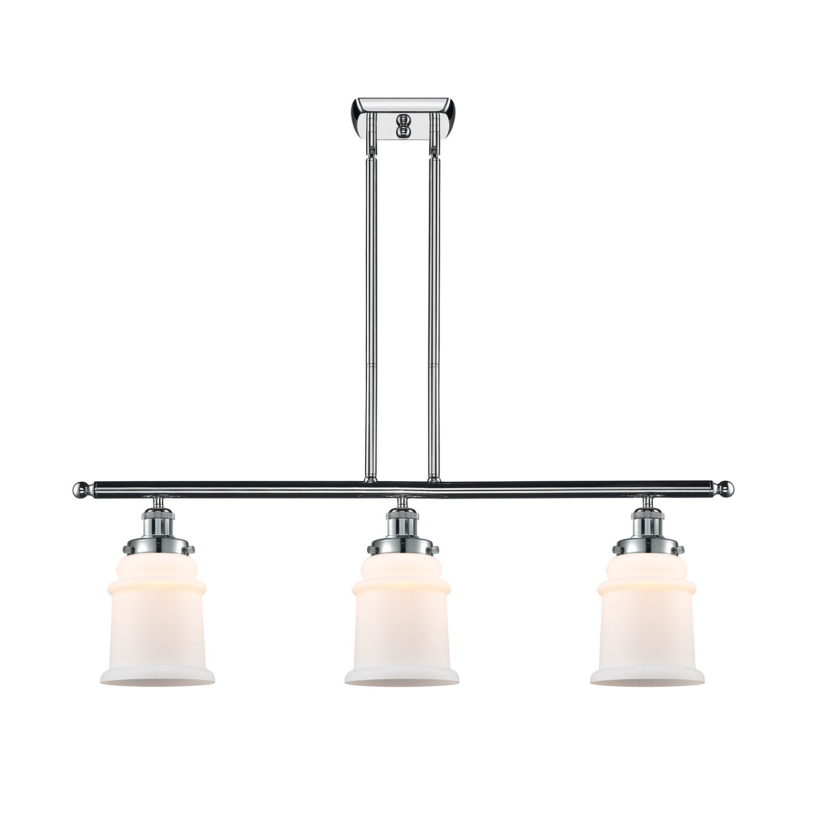 Innovations Canton 36in 3-Light Island Light | Modern Contempo Polished Chrome and Matte White Frosted Glass | Kitchen Island & | Model 916-3I-PC-G181