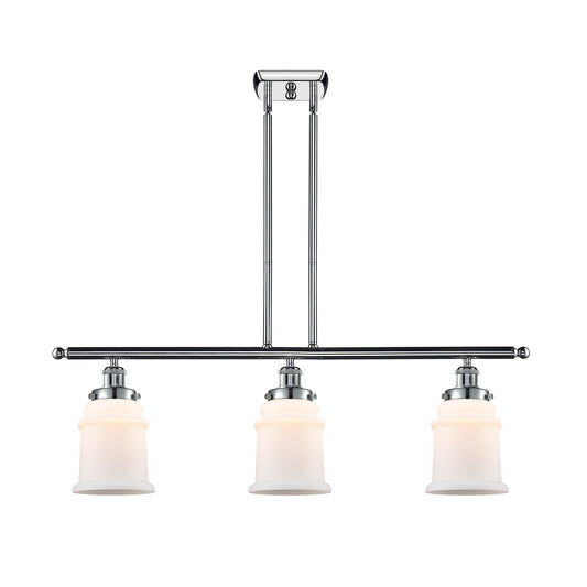 Innovations Canton 36in 3-Light Island Light | Modern Contempo Polished Chrome and Matte White Frosted Glass | Kitchen Island & | Model 916-3I-PC-G181