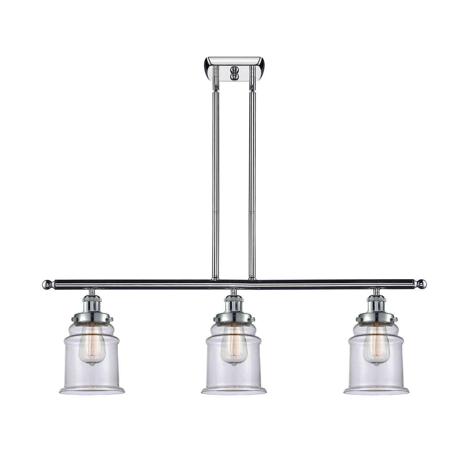 Innovations Canton 36in 3-Light Island Light | Modern Contempo Polished Chrome and Clear Glass | Kitchen Island & Dining Room | Model 916-3I-PC-G182