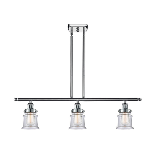 Innovations Canton 36in 3-Light Island Light | Modern Contempo Polished Chrome and Clear Glass | Kitchen Island & Dining Room | Model 916-3I-PC-G182S