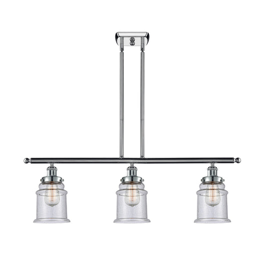 Innovations Canton 36in 3-Light Island Light | Modern Contempo Polished Chrome and Seedy Glass | Kitchen Island & Dining Room | Model 916-3I-PC-G184