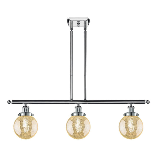 Innovations Beacon 36in 3-Light Island Light | Modern Transitional Polished Chrome and Mercury Seeded Glass | Kitchen Island & | Model 916-3I-PC-G208-6