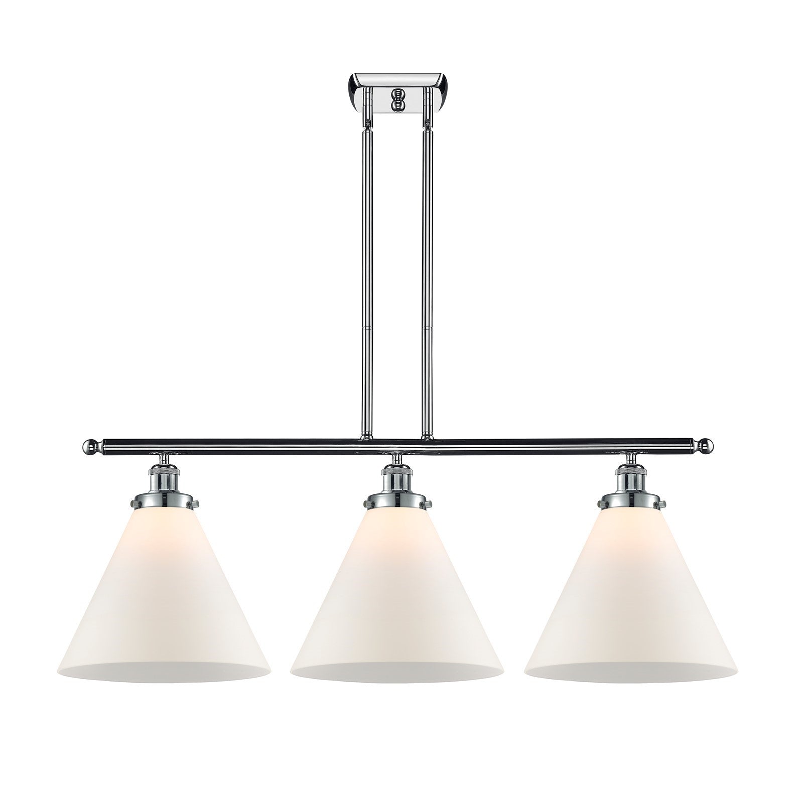 Innovations Cone 36in 3-Light Island Light | Industrial Transitional Polished Chrome and Matte White Frosted Glass | Kitchen | Model 916-3I-PC-G41-L-LED