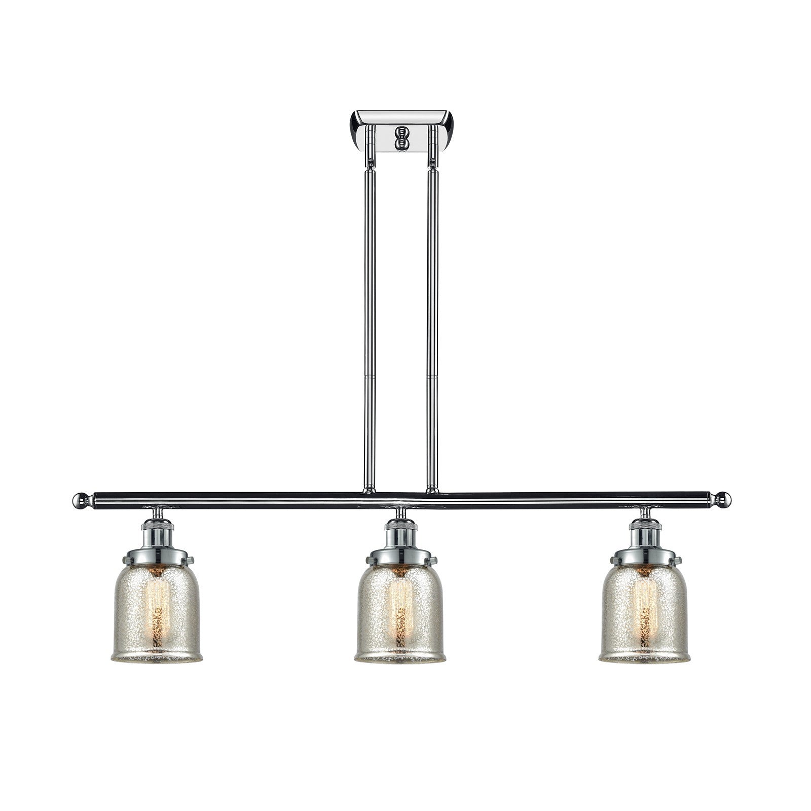Innovations Bell 36in 3-Light Island Light | Industrial Polished Chrome Steel and Silver Plated Mercury Glass | Kitchen Island & | Model 916-3I-PC-G58
