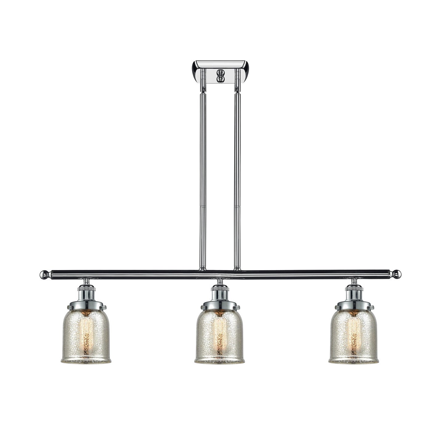 Innovations Bell 36in 3-Light Island Light | Industrial Polished Chrome and Silver Plated Mercury Glass | Kitchen Island & | Model 916-3I-PC-G58-LED