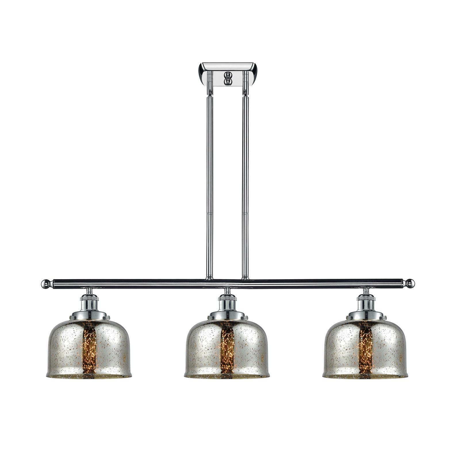 Innovations Bell 36in 3-Light Island Light | Industrial Polished Chrome and Silver Plated Mercury Large Bell Glass | Kitchen Island | Model 916-3I-PC-G78