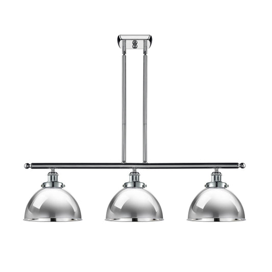 Innovations Derby 36in 3-Light Island Light | Industrial Farmhouse Polished Chrome Steel and Metal Shade | Kitchen Island | Model 916-3I-PC-MFD-10-PC-LED