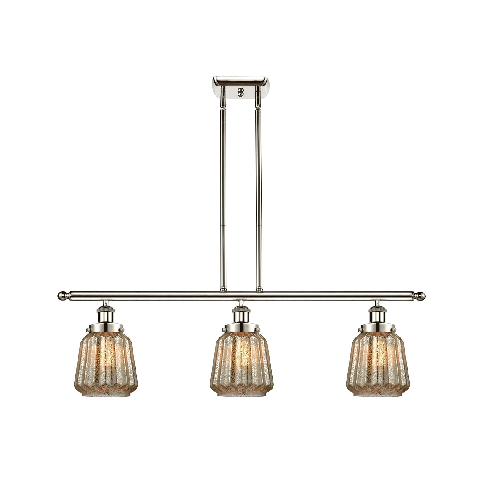 Innovations Chatham 36in 3-Light Island Light | Modern Transitional Polished Nickel Steel and Mercury Ribbed Glass | Kitchen Island | Model 916-3I-PN-G146