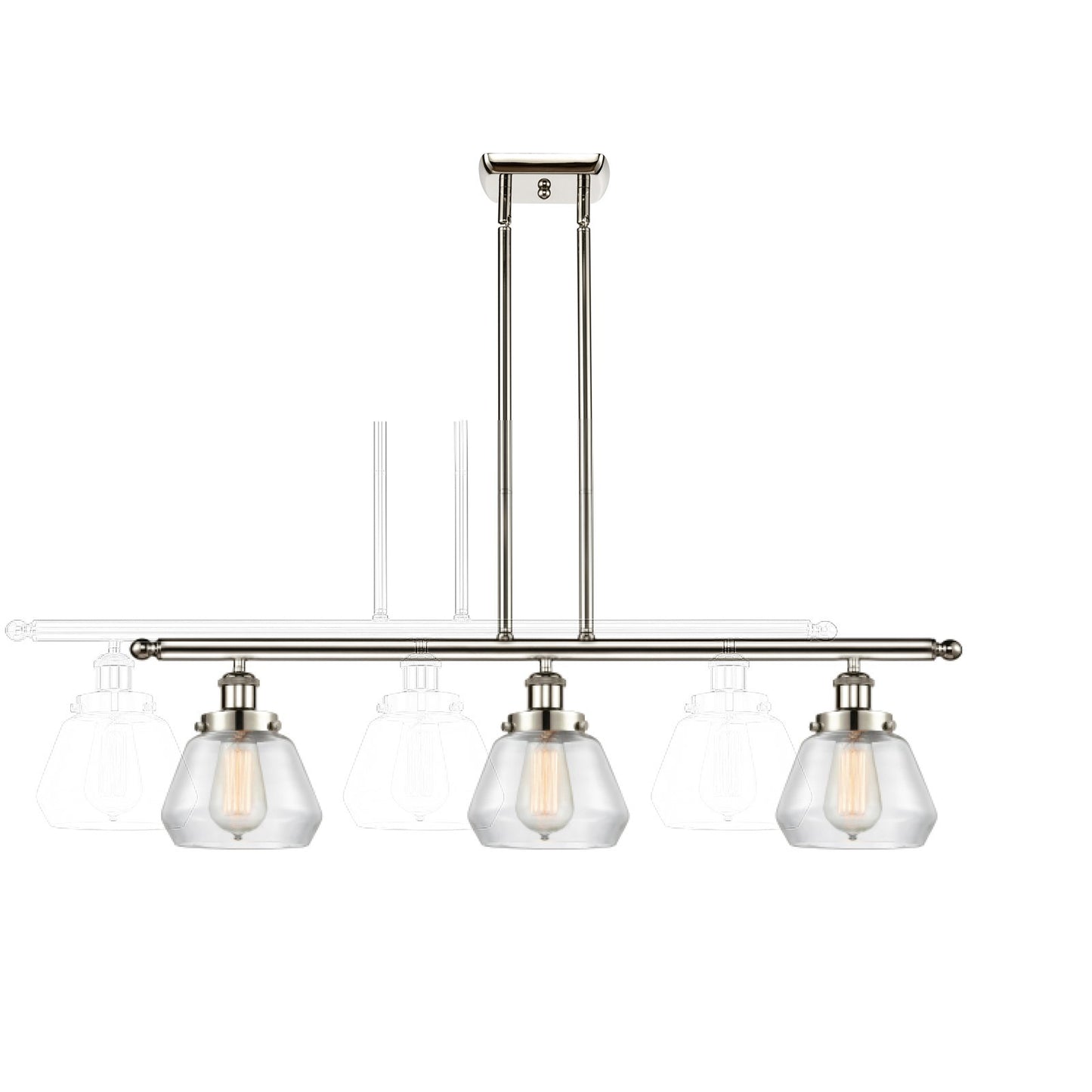 Innovations Fulton 36in 3-Light Island Light | Modern Contempo Polished Nickel and Clear Glass | Kitchen Island & Dining Room | Model 916-3I-PN-G172
