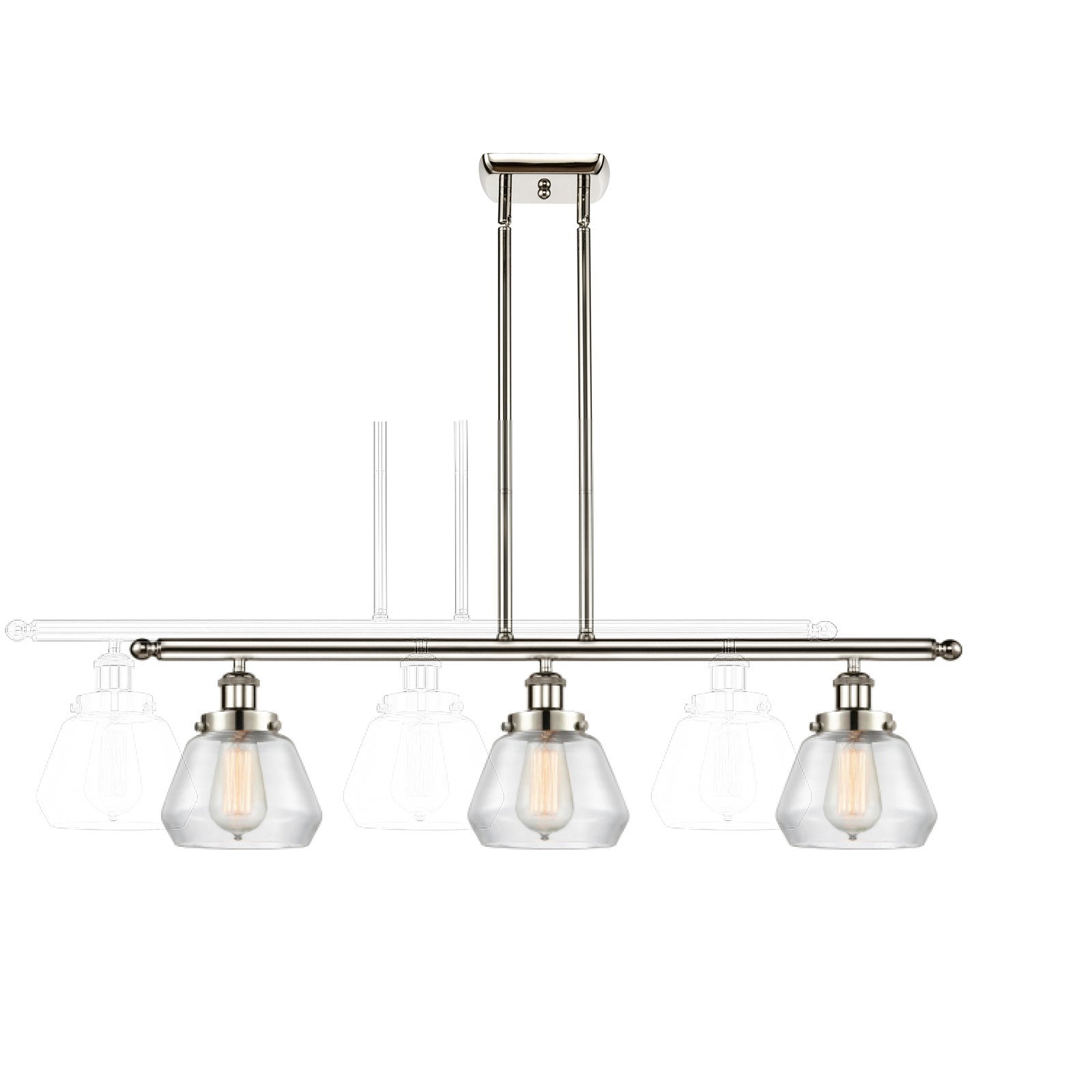 Innovations Fulton 36in 3-Light Island Light | Modern Contempo Polished Nickel and Clear Glass | Kitchen Island & Dining Room | Model 916-3I-PN-G172