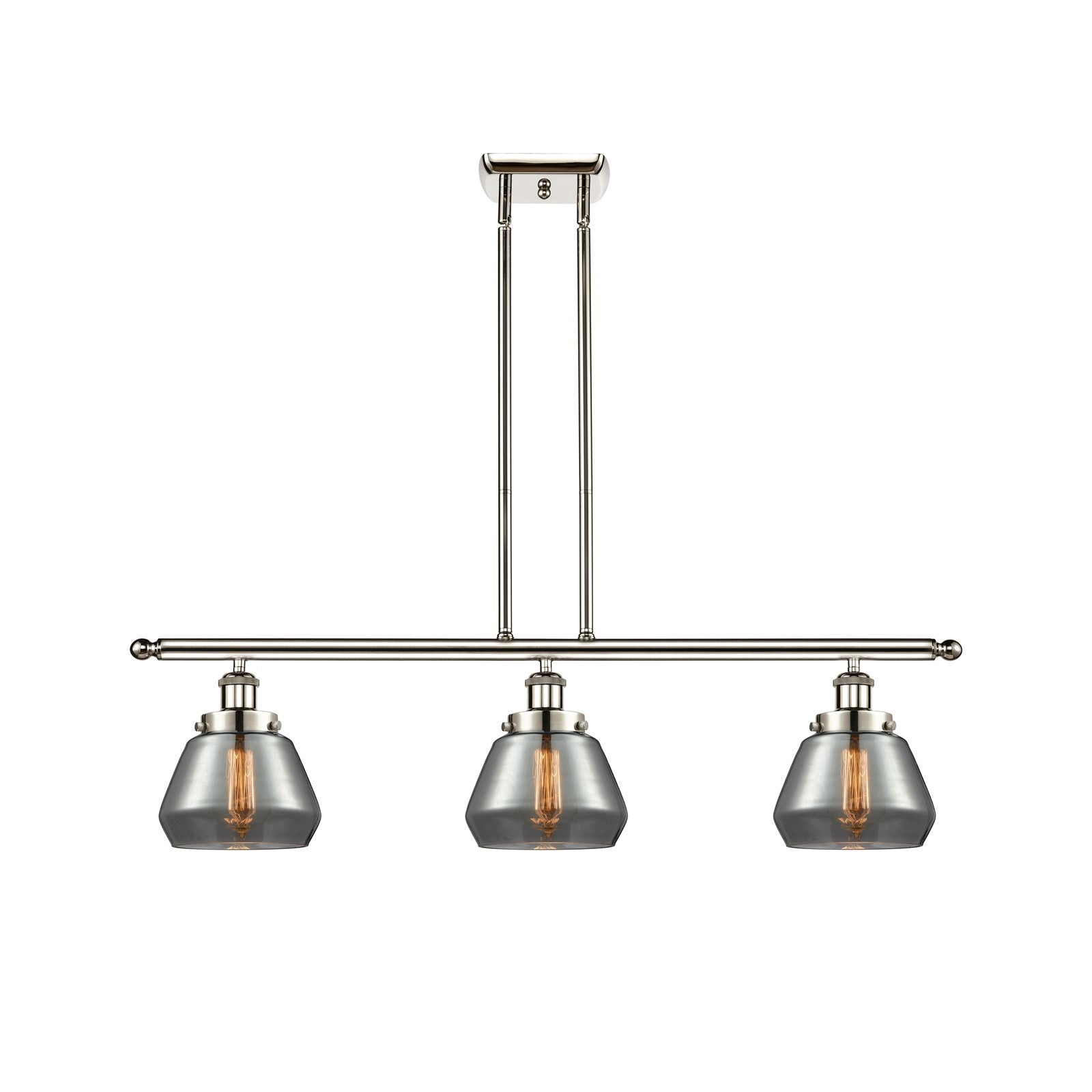 Innovations Fulton 36in 3-Light Island Light | Modern Contempo Polished Nickel and Light Smoked Glass | Kitchen Island & Dining | Model 916-3I-PN-G173