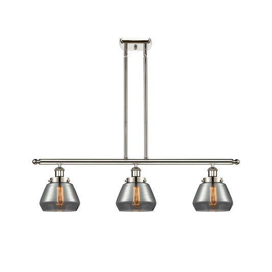Innovations Fulton 36in 3-Light Island Light | Modern Contempo Polished Nickel and Light Smoked Glass | Kitchen Island & Dining | Model 916-3I-PN-G173