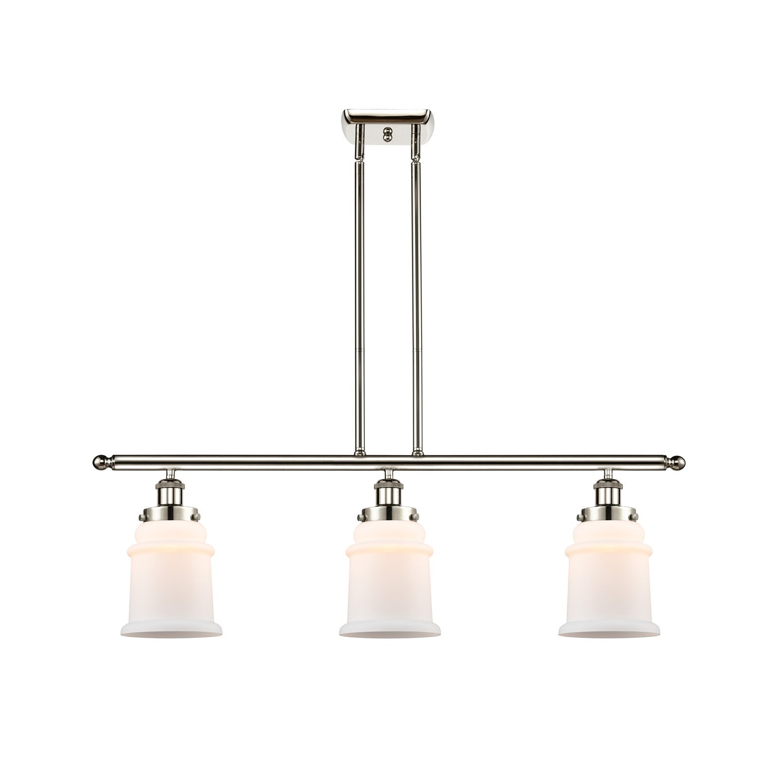 Innovations Canton 36in 3-Light Island Light | Modern Contempo Polished Nickel and Matte White Frosted Glass | Kitchen Island & | Model 916-3I-PN-G181