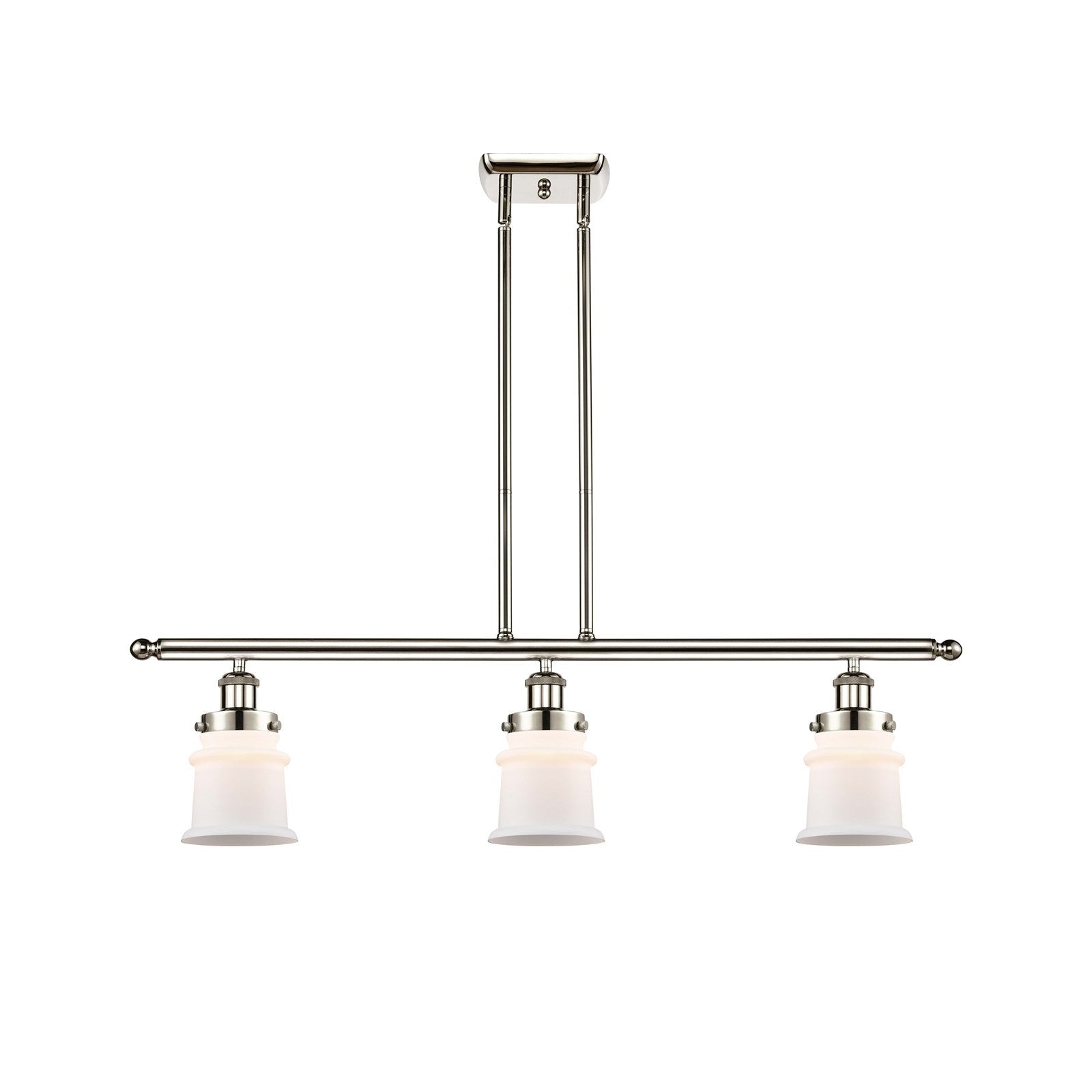 Innovations Canton 36in 3-Light Island Light | Modern Contempo Polished Nickel and Matte White Small Frosted Glass | Kitchen | Model 916-3I-PN-G181S
