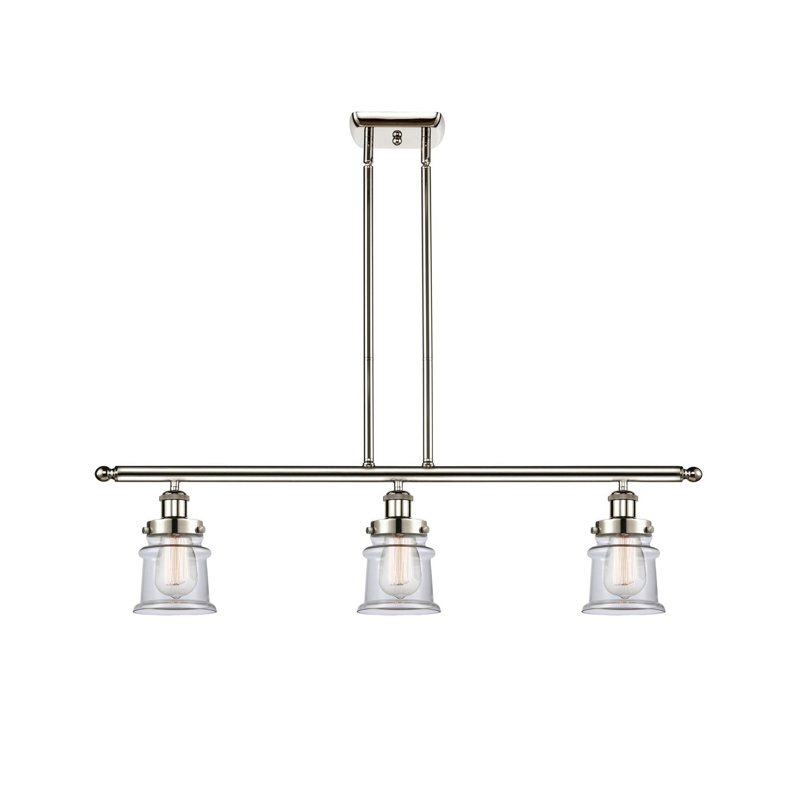 Innovations Canton 36in 3-Light Island Light | Modern Contempo Polished Nickel Steel and Clear Glass | Kitchen Island & Dining | Model 916-3I-PN-G182S