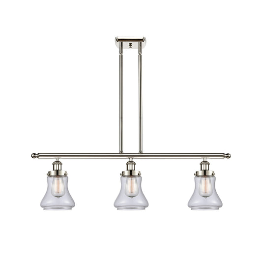 Innovations Bellmont 36in 3-Light Island Light | Polished Nickel Steel and Clear Schoolhouse Glass | Kitchen Island & Dining Room | Model 916-3I-PN-G192