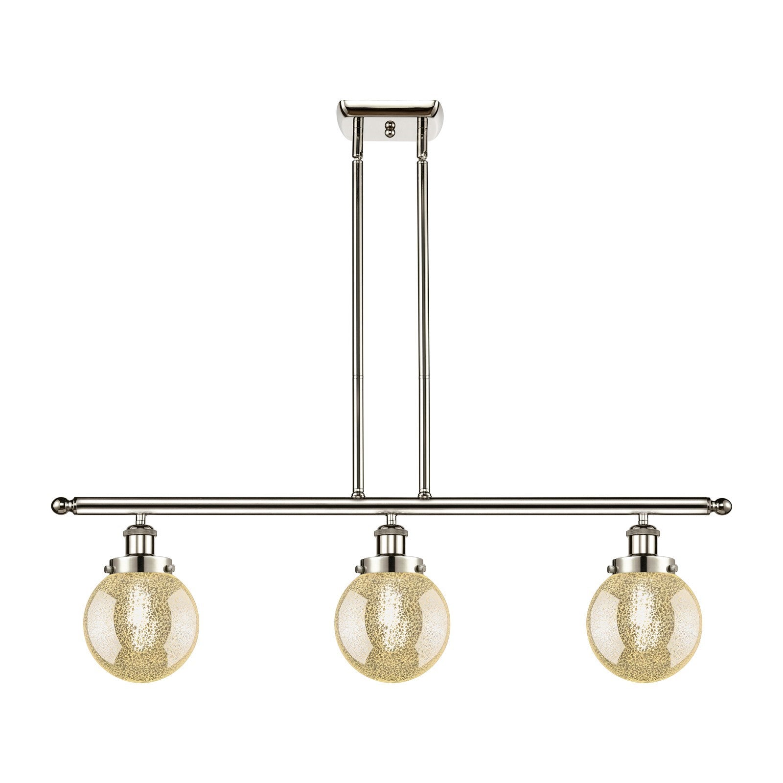 Innovations Beacon 36in 3-Light Island Light | Polished Nickel Steel and Mercury Seeded Glass | Kitchen Island & Dining Room | Model 916-3I-PN-G208-6