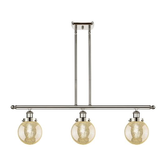 Innovations Beacon 36in 3-Light Island Light | Polished Nickel Steel and Mercury Seeded Glass | Kitchen Island & Dining Room | Model 916-3I-PN-G208-6