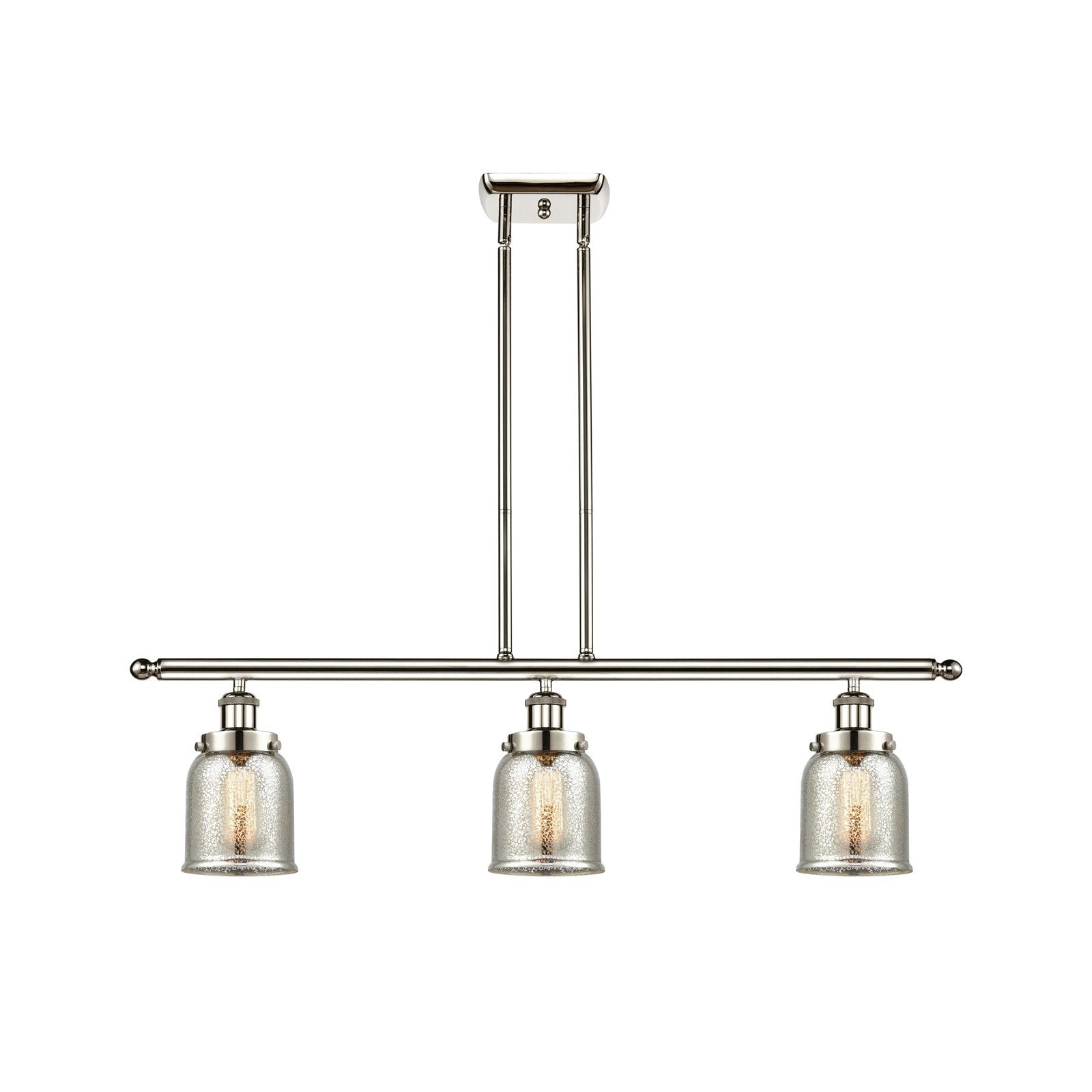 Innovations Bell 36in 3-Light Island Light | Industrial Polished Nickel and Silver Plated Mercury Glass | Kitchen Island & Dining | Model 916-3I-PN-G58